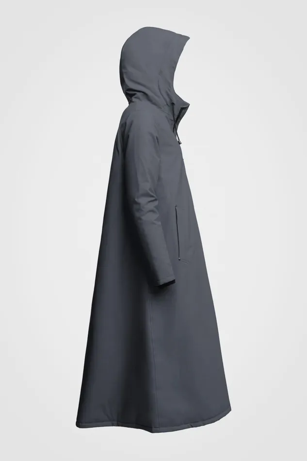 Winter Coats Women Stutterheim Mosebacke Long Winter Jacket Charcoal