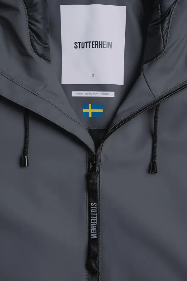 Winter Coats Women Stutterheim Mosebacke Long Winter Jacket Charcoal
