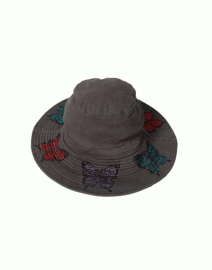 Women039s Adina Bucket Hat W Butterfly Crystals Onyx Lauren Moshi Hats