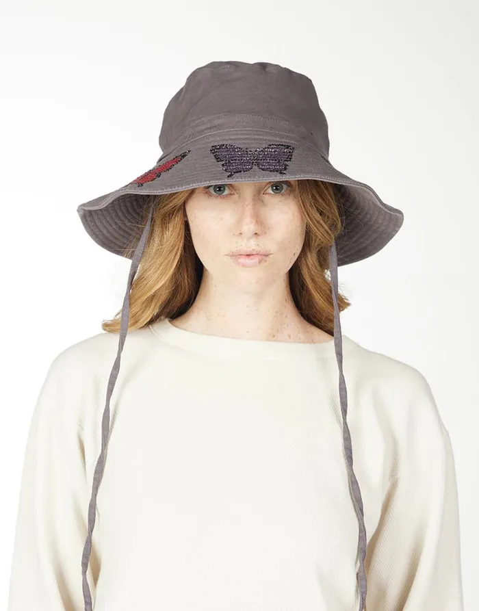Women039s Adina Bucket Hat W Butterfly Crystals Onyx Lauren Moshi Hats Women039s Adina Bucket Hat W Butterfly Crystals Onyx Lauren Moshi Hats