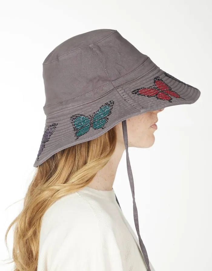 Women039s Adina Bucket Hat W Butterfly Crystals Onyx Lauren Moshi Hats Women039s Adina Bucket Hat W Butterfly Crystals Onyx Lauren Moshi Hats