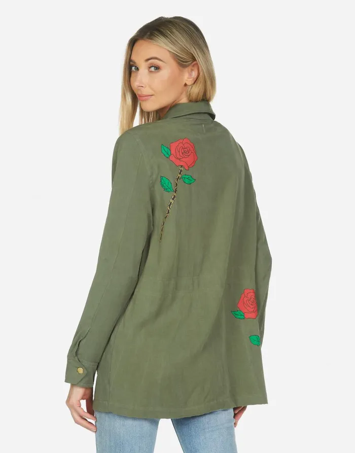 Women039s Ashanti Chain Roses Military Lauren Moshi Jackets