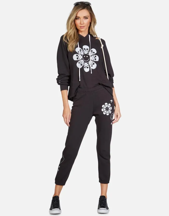 Women039s Autumn Happy Skull Flower Onyx Lauren Moshi Hoodies