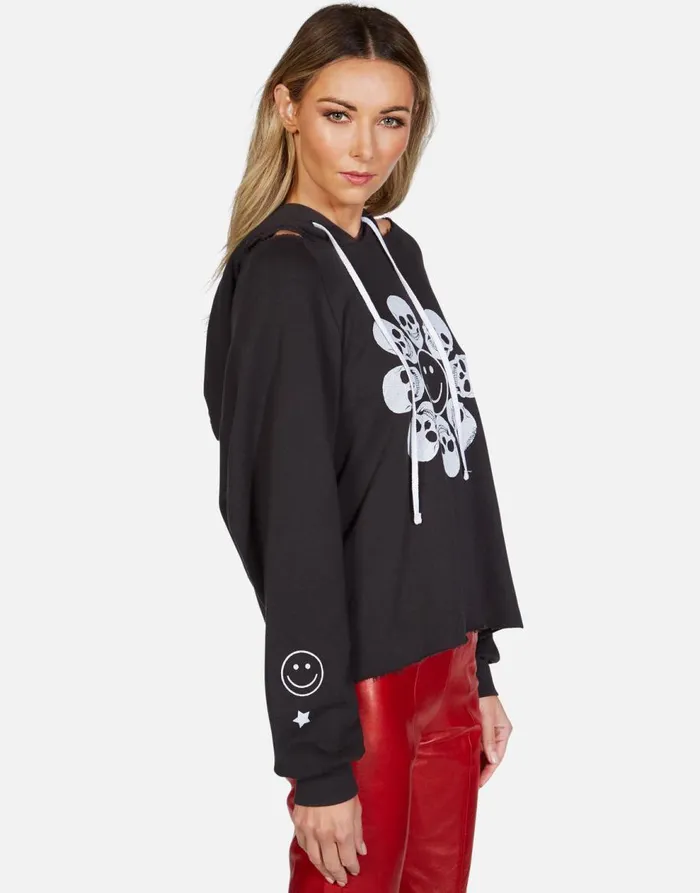 Women039s Autumn Happy Skull Flower Onyx Lauren Moshi Hoodies