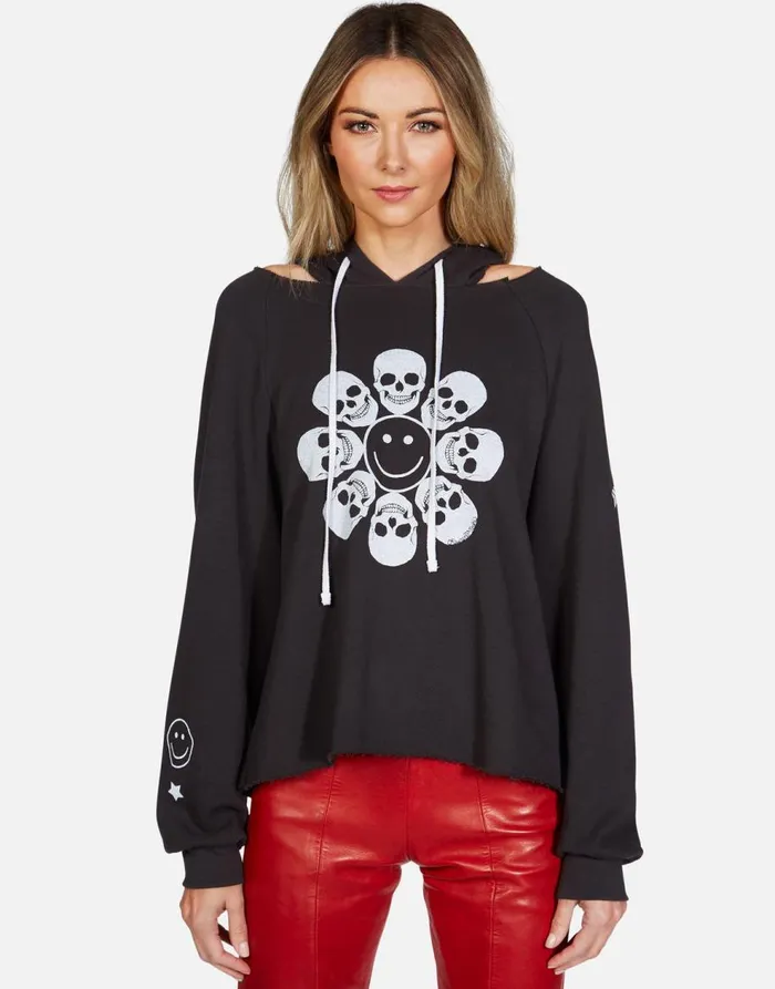 Women039s Autumn Happy Skull Flower Onyx Lauren Moshi Hoodies
