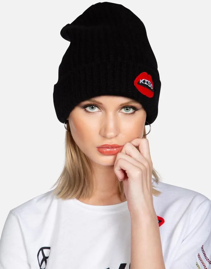 Women039s Blix Kiss Lip Black Black Lauren Moshi Sweaters and Knits