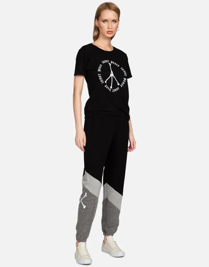 Women039s Charlene Inner Peace Sign Black Lauren Moshi Long Sweatpants