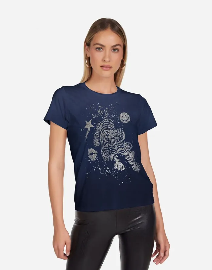 Women039s Croft Tiger Elements Navy Ombre Lauren Moshi Short Sleeve
