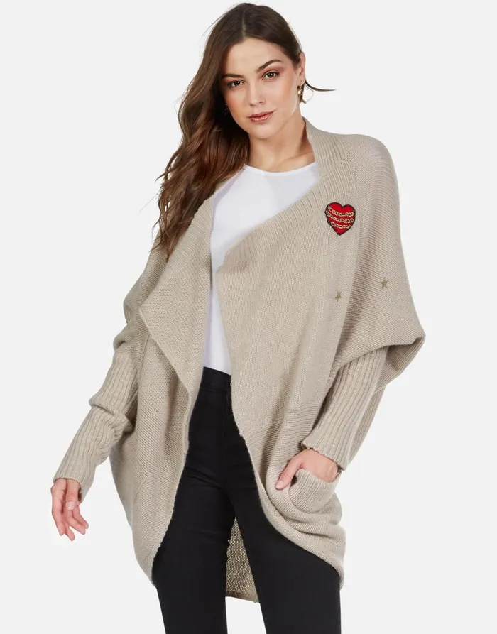 Women039s Daya Chain Heart Stars Oatmeal Lauren Moshi Sweaters and Knits