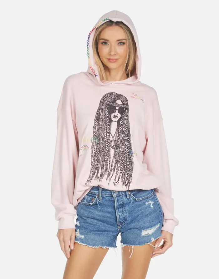 Women039s Harmony Hippie Girl Pink Nectar Lauren Moshi Hoodies