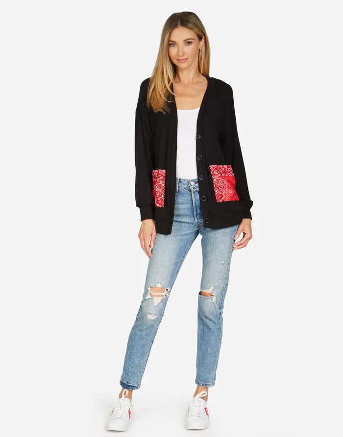 Women039s Ingrid Bandana Lip Black Red Bandana Lauren Moshi Sweaters and Knits