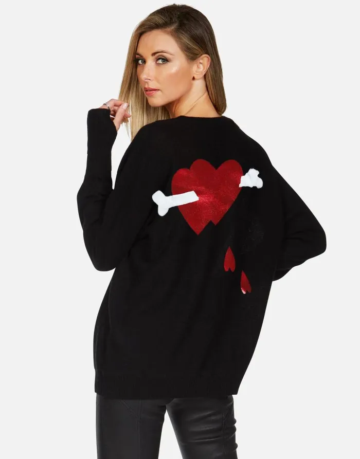 Women039s Ladona X Dripping Bone Hearts Black Lauren Moshi Sweaters and Knits Women039s Ladona X Dripping Bone Hearts Black Lauren Moshi Sweaters and Knits