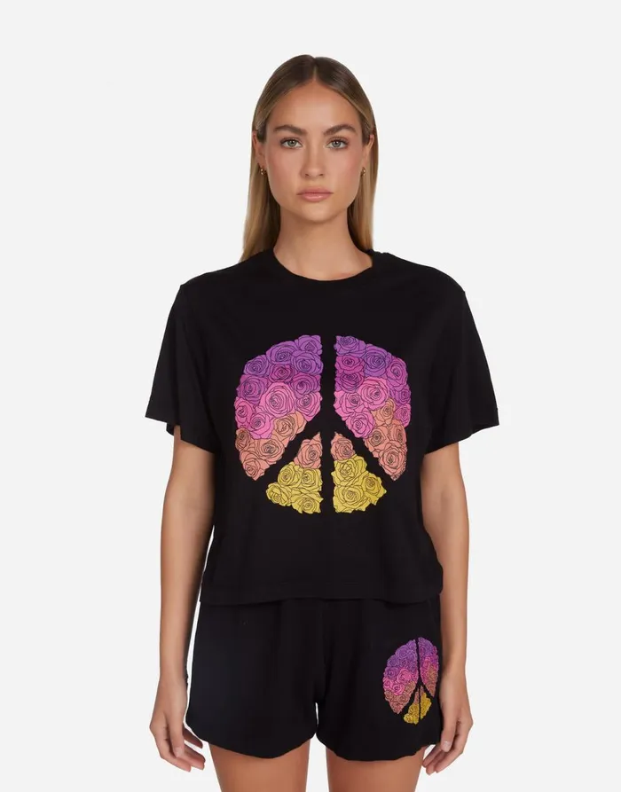 Women039s Rue Peace Roses Black Lauren Moshi Short Sleeve