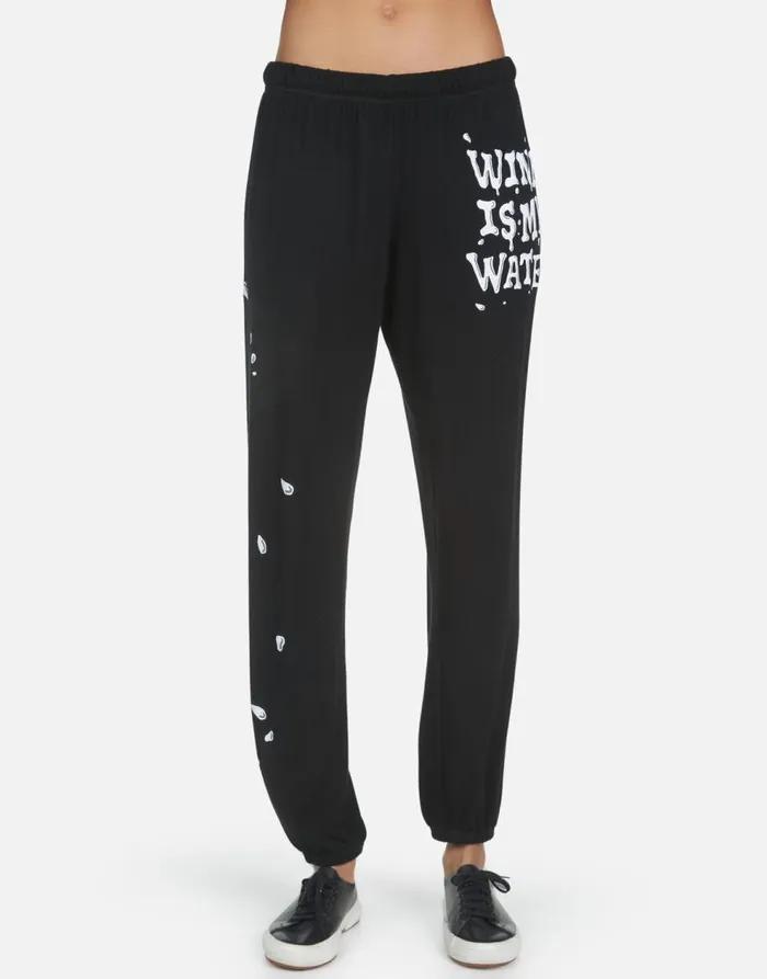 Women039s Tanzy Wine Is My Water Black Lauren Moshi Long Sweatpants