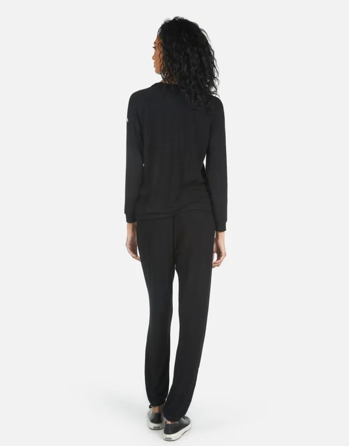 Women039s Tanzy Wine Is My Water Black Lauren Moshi Long Sweatpants