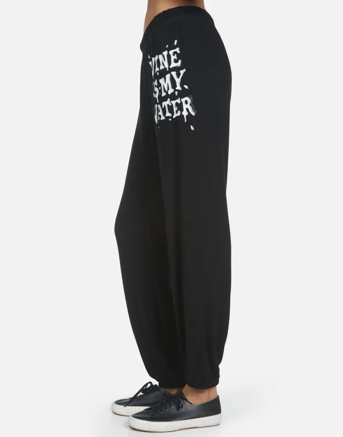 Women039s Tanzy Wine Is My Water Black Lauren Moshi Long Sweatpants