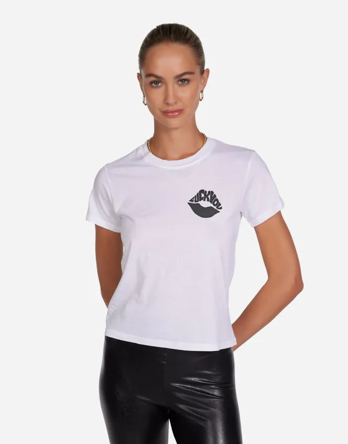 Women039s Ursula Fxck You White Lauren Moshi Short Sleeve