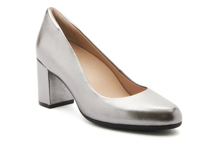 Women ABEO Footwear Dress Tempo Pump Silver Metallic Leather