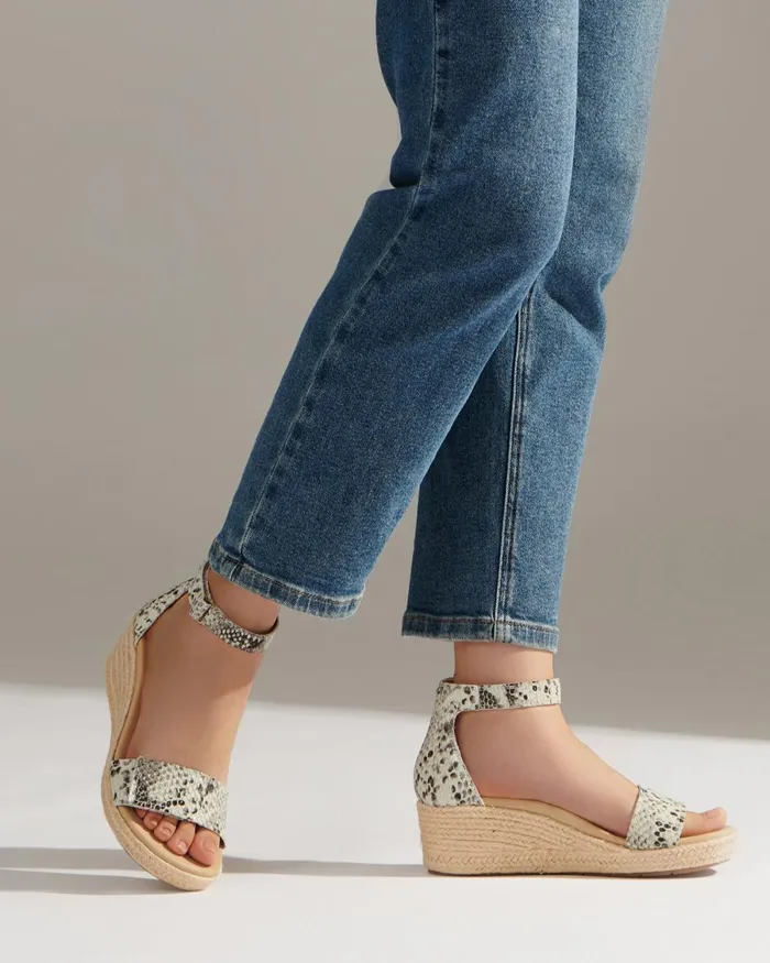 Women ABEO Footwear Sandals Riviera Ankle Sandal Snake Print Leather Women ABEO Footwear Sandals Riviera Ankle Sandal Snake Print Leather