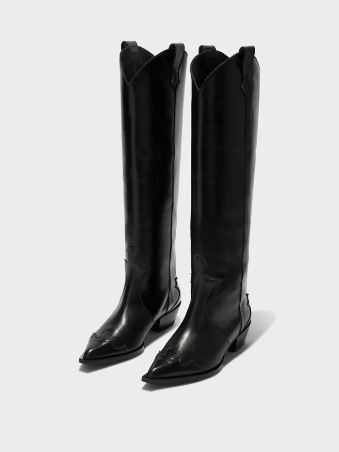 Women Aeyde ARUNA Black High Cowboy Boot Aeyde KneeHigh Boots