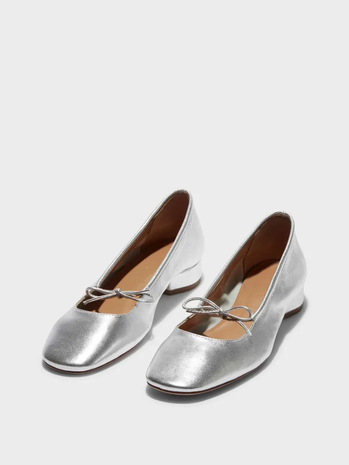 Women Aeyde DARYA Silver Ballerina Flat Aeyde Ballet Flats