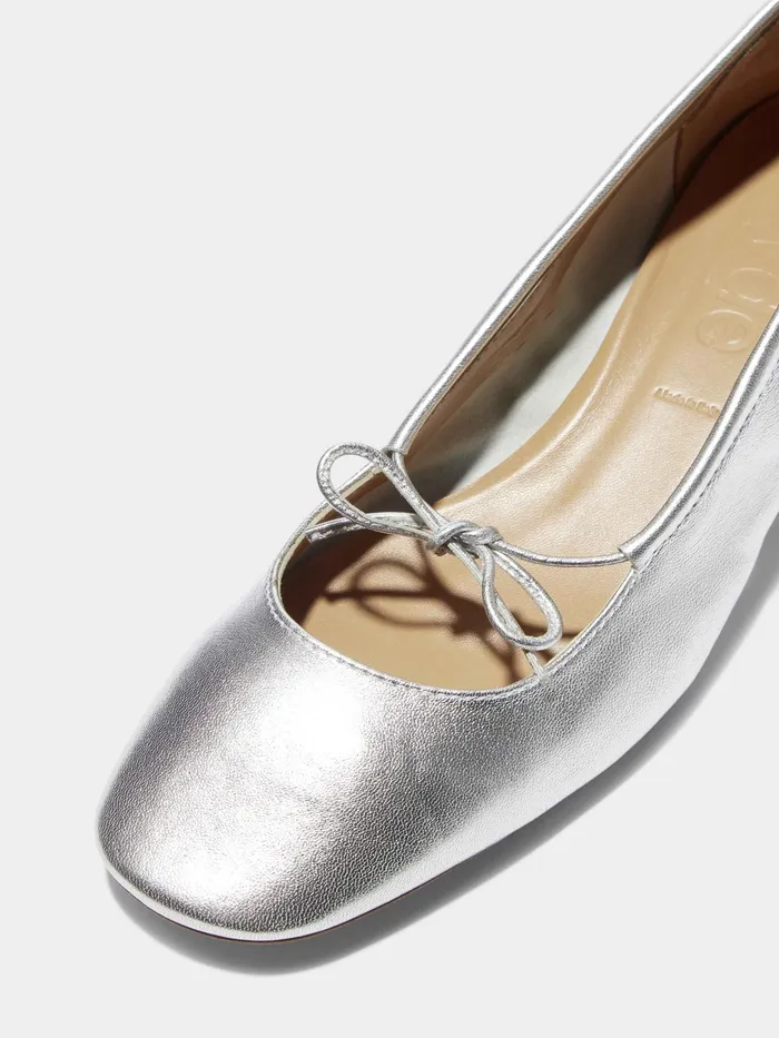 Women Aeyde DARYA Silver Ballerina Flat Aeyde Ballet Flats