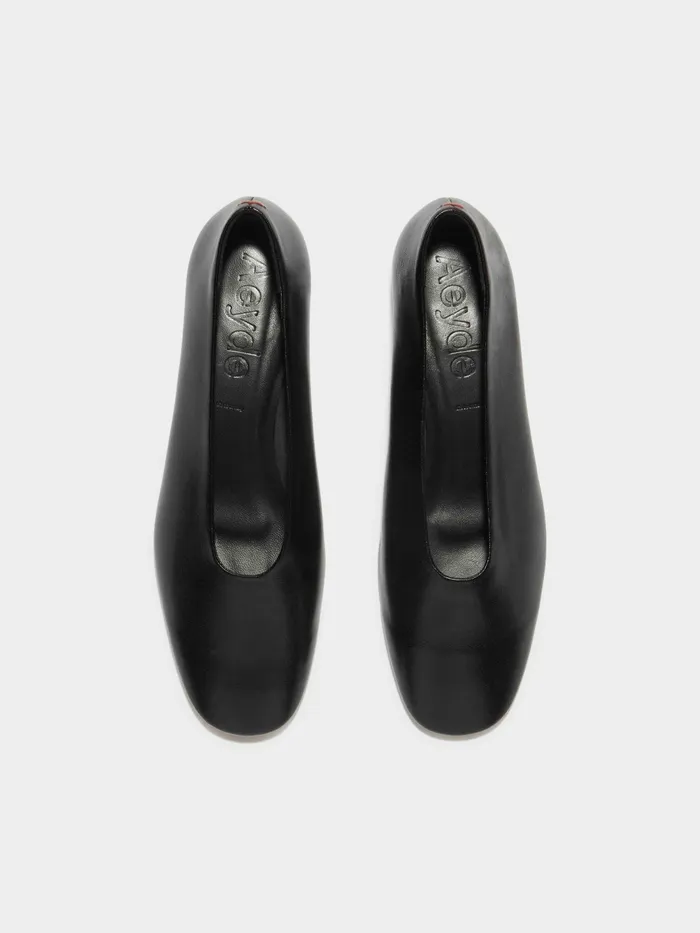 Women Aeyde DELIA Black Leather Flat Aeyde Flats