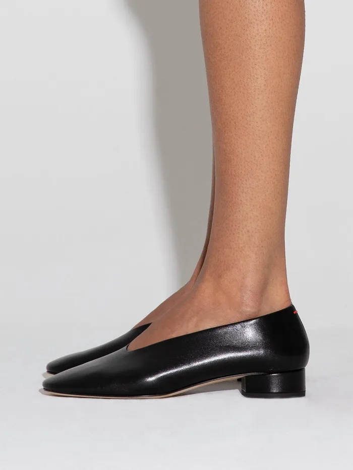 Women Aeyde DELIA Black Leather Flat Aeyde Flats