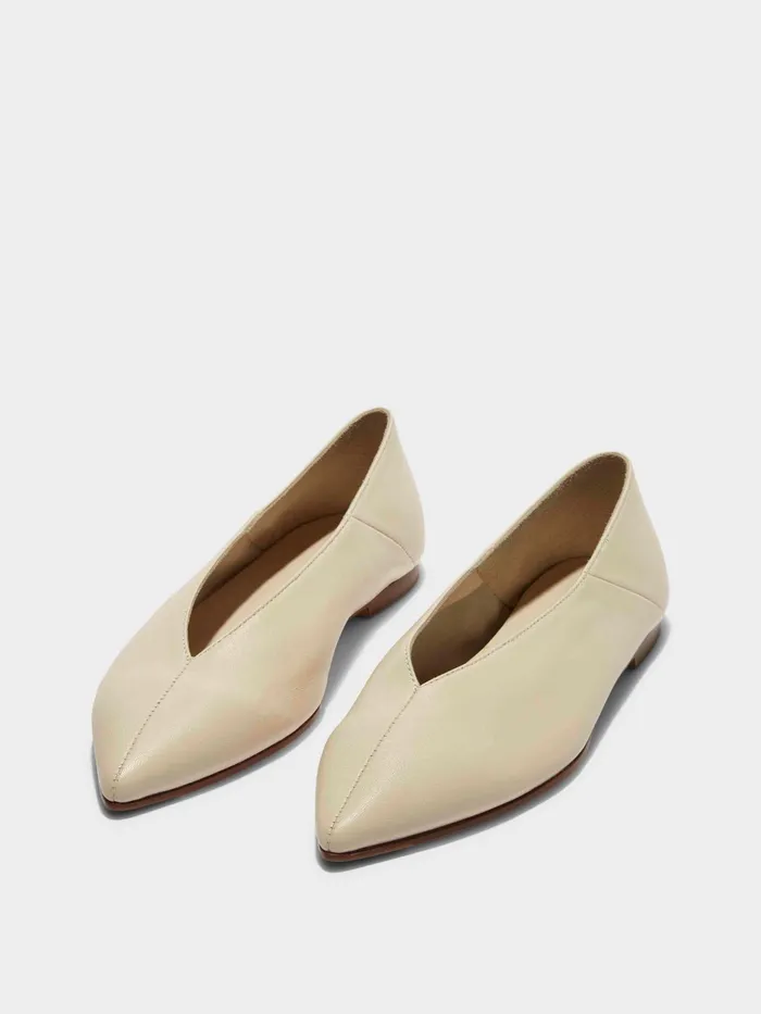 Women Aeyde MOA Creamy Pointed Toe Flat Aeyde Flats