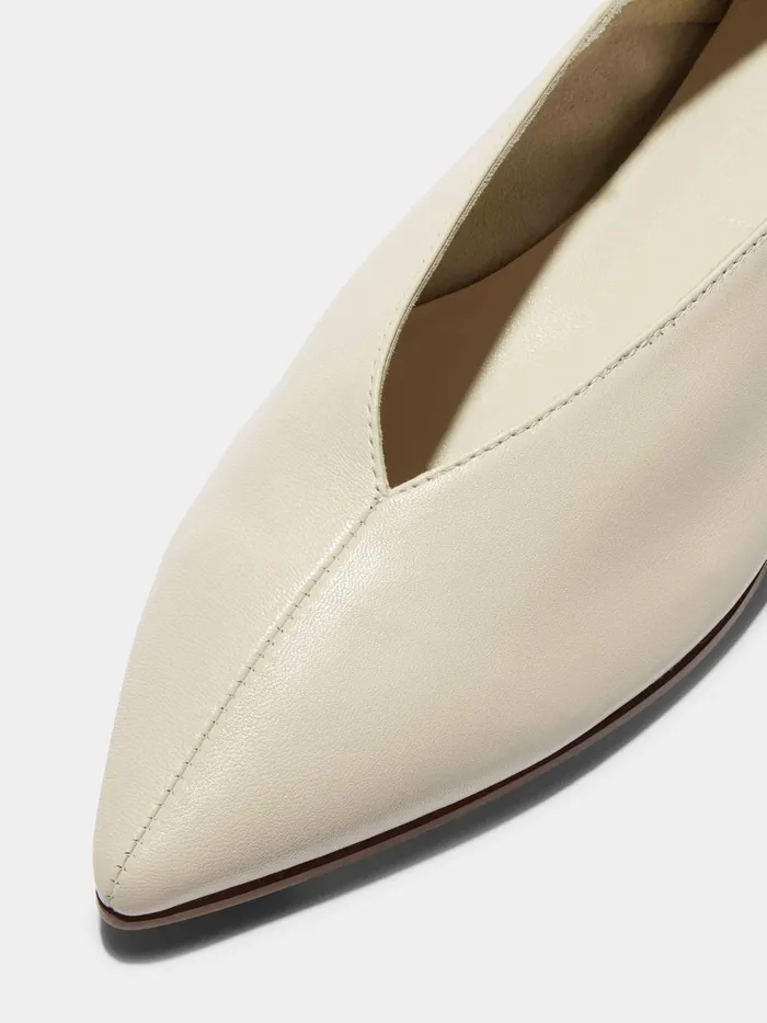 Women Aeyde MOA Creamy Pointed Toe Flat Aeyde Flats