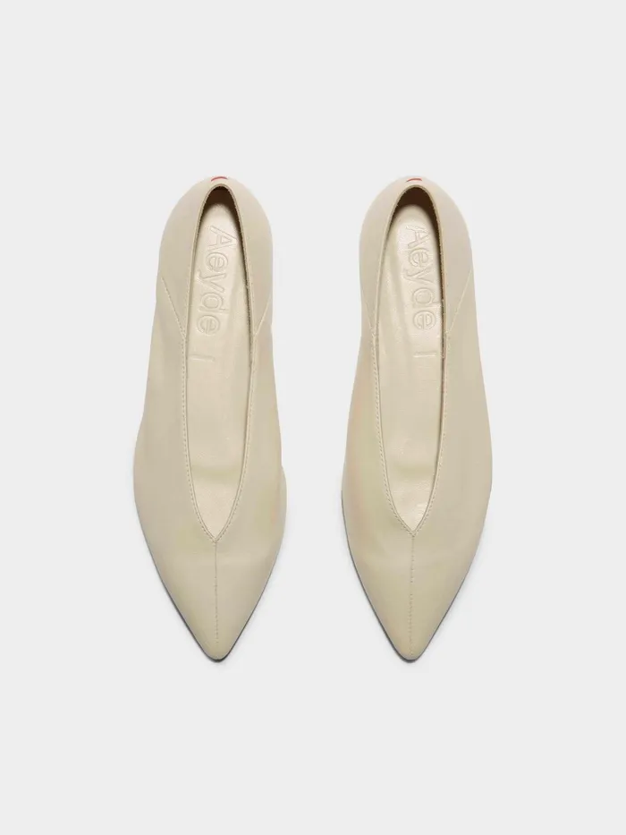 Women Aeyde MOA Creamy Pointed Toe Flat Aeyde Flats