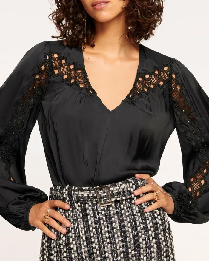 Women Alaina Embellished Blouse Black Ramy Brook Tops Women Alaina Embellished Blouse Black Ramy Brook Tops