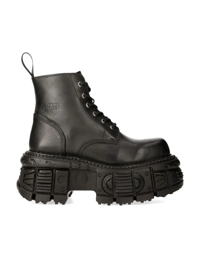 Women Ankle Boot Black Imperfect With Laces MMili215C3 New Rock Military