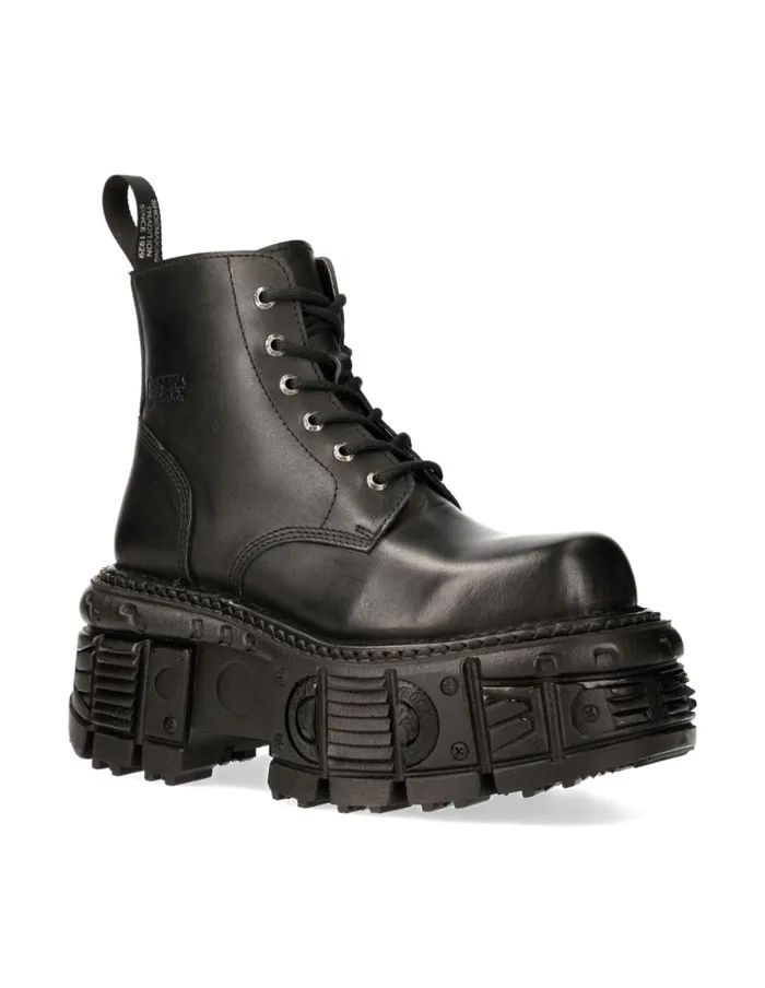 Women Ankle Boot Black Imperfect With Laces MMili215C3 New Rock Military