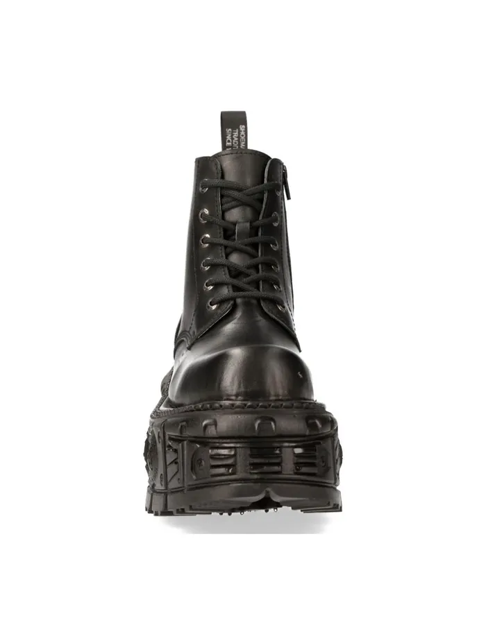 Women Ankle Boot Black Imperfect With Laces MMili215C3 New Rock Military