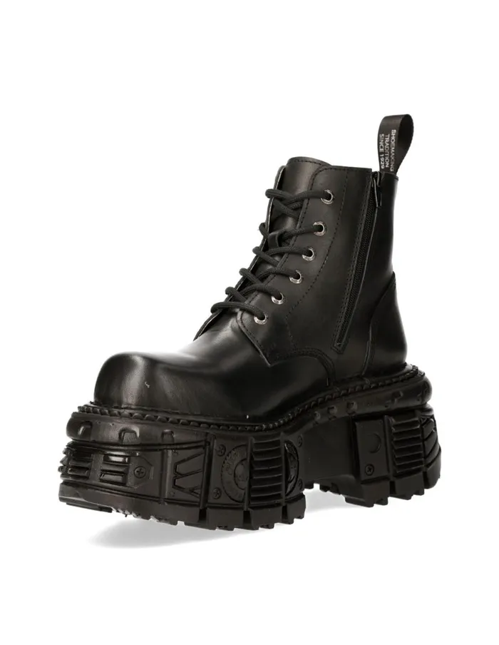 Women Ankle Boot Black Imperfect With Laces MMili215C3 New Rock Military