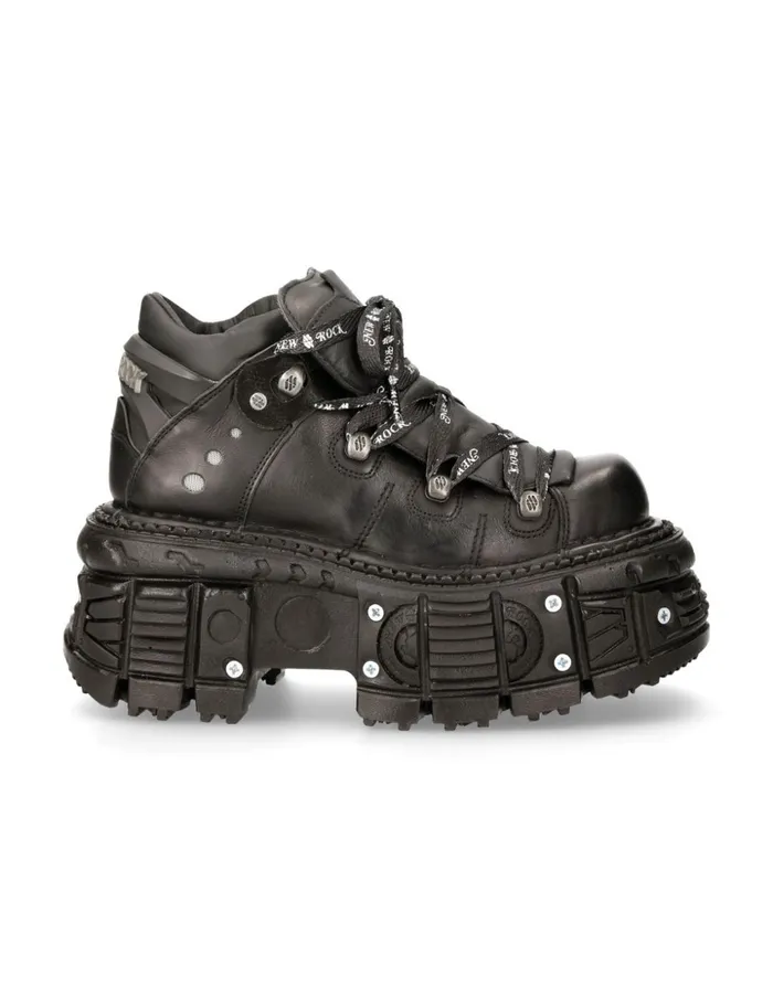 Women Ankle Boot Black Imperfect With Laces MTank106nlaceC1 New Rock Platform Women Ankle Boot Black Imperfect With Laces MTank106nlaceC1 New Rock Platform