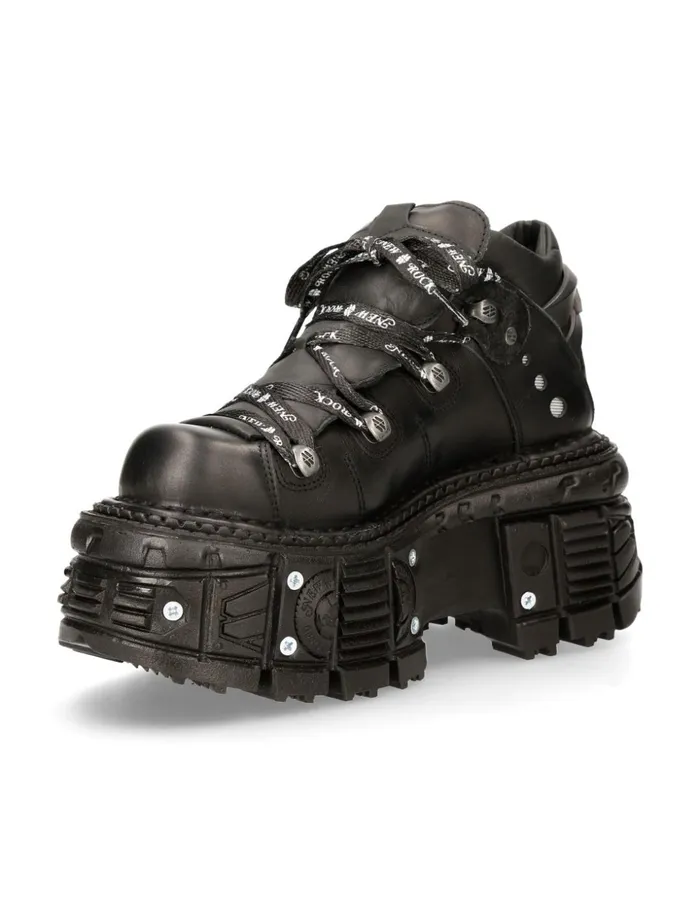 Women Ankle Boot Black Imperfect With Laces MTank106nlaceC1 New Rock Platform Women Ankle Boot Black Imperfect With Laces MTank106nlaceC1 New Rock Platform