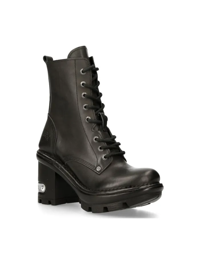 Women Ankle Boot Black Neotyre With Laces MNeotyre07xS1 New Rock Heels Women Ankle Boot Black Neotyre With Laces MNeotyre07xS1 New Rock Heels