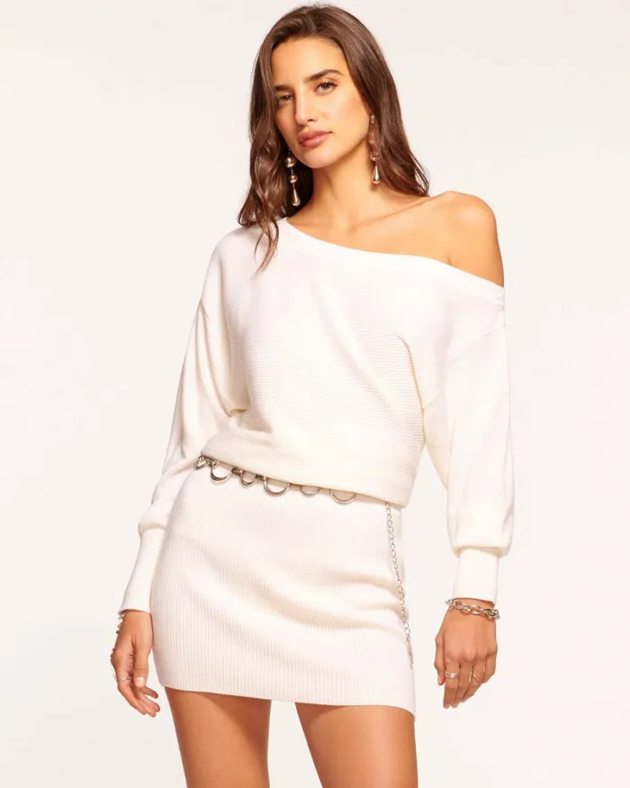 Women Anna OffTheShoulder Sweater Dress Black Ramy Brook Dresses