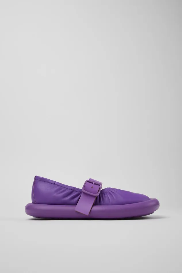 Women Aqua Purple Leather Ballerina Camper Ballerinas