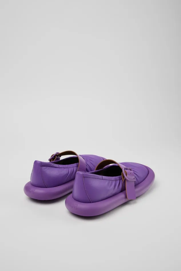 Women Aqua Purple Leather Ballerina Camper Ballerinas