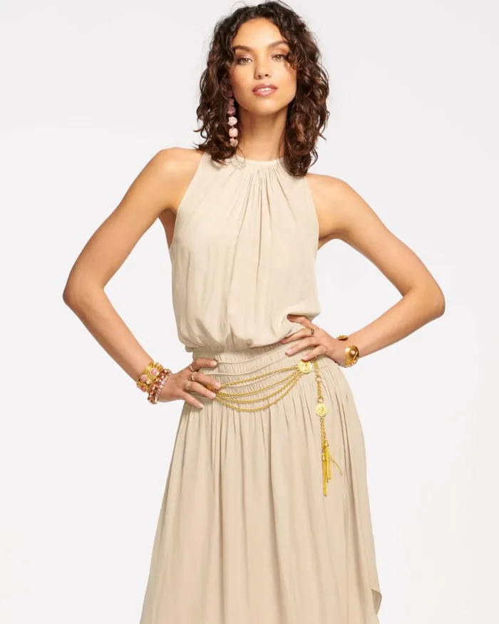 Women Audrey Smocked Midi Dress Sandstone Ramy Brook Dresses Women Audrey Smocked Midi Dress Sandstone Ramy Brook Dresses