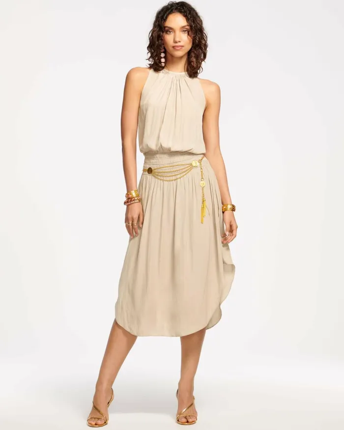 Women Audrey Smocked Midi Dress Sandstone Ramy Brook Dresses Women Audrey Smocked Midi Dress Sandstone Ramy Brook Dresses
