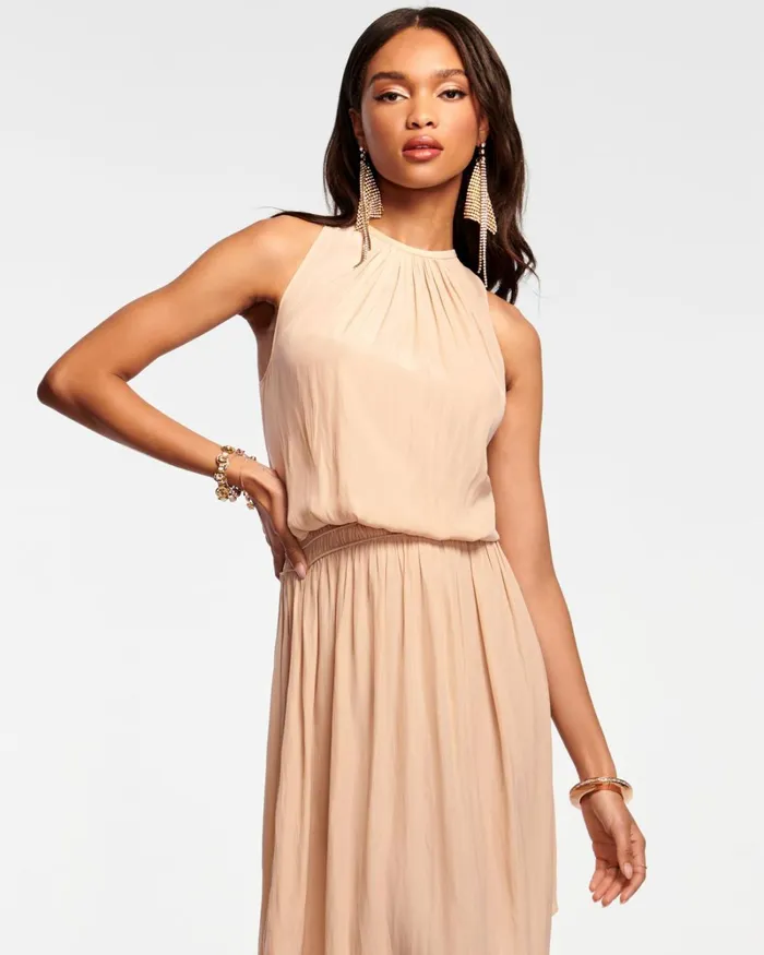 Women Audrey Smocked Midi Dress Sandstone Ramy Brook Dresses Women Audrey Smocked Midi Dress Sandstone Ramy Brook Dresses