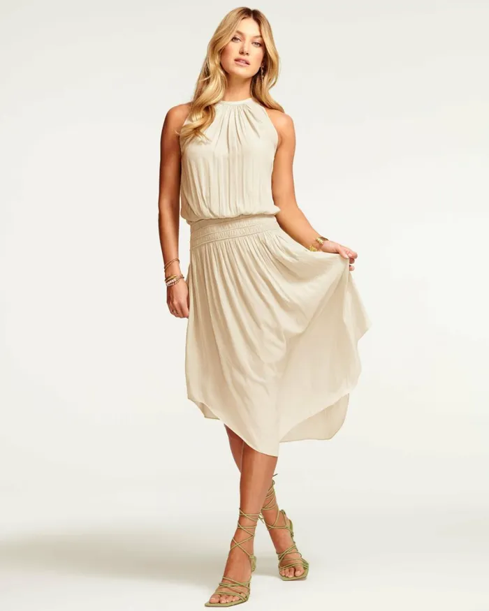 Women Audrey Smocked Midi Dress Sandstone Ramy Brook Dresses Women Audrey Smocked Midi Dress Sandstone Ramy Brook Dresses