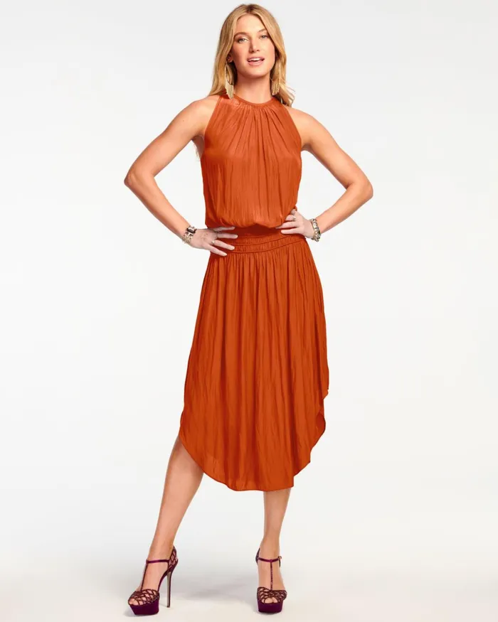 Women Audrey Smocked Midi Dress Sandstone Ramy Brook Dresses Women Audrey Smocked Midi Dress Sandstone Ramy Brook Dresses