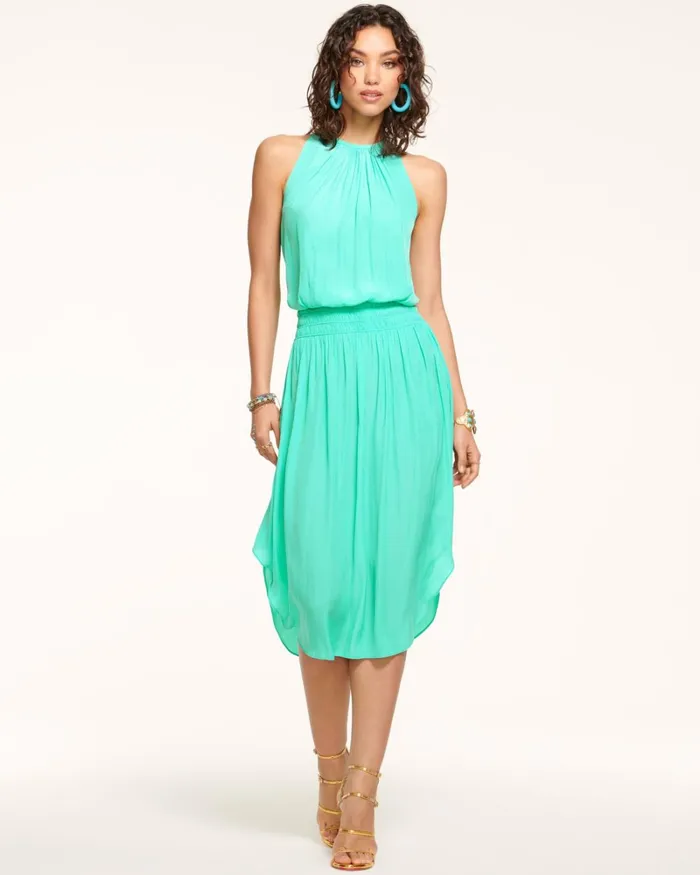 Women Audrey Smocked Midi Dress Sandstone Ramy Brook Dresses Women Audrey Smocked Midi Dress Sandstone Ramy Brook Dresses