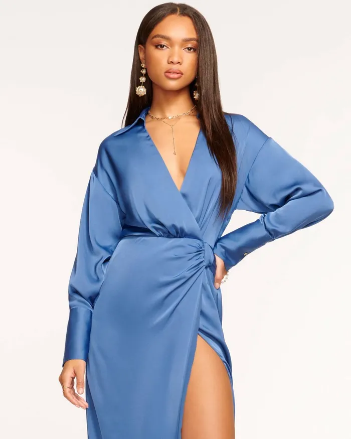 Women Aurora VNeck Wrap Dress True Blue Ramy Brook Dresses