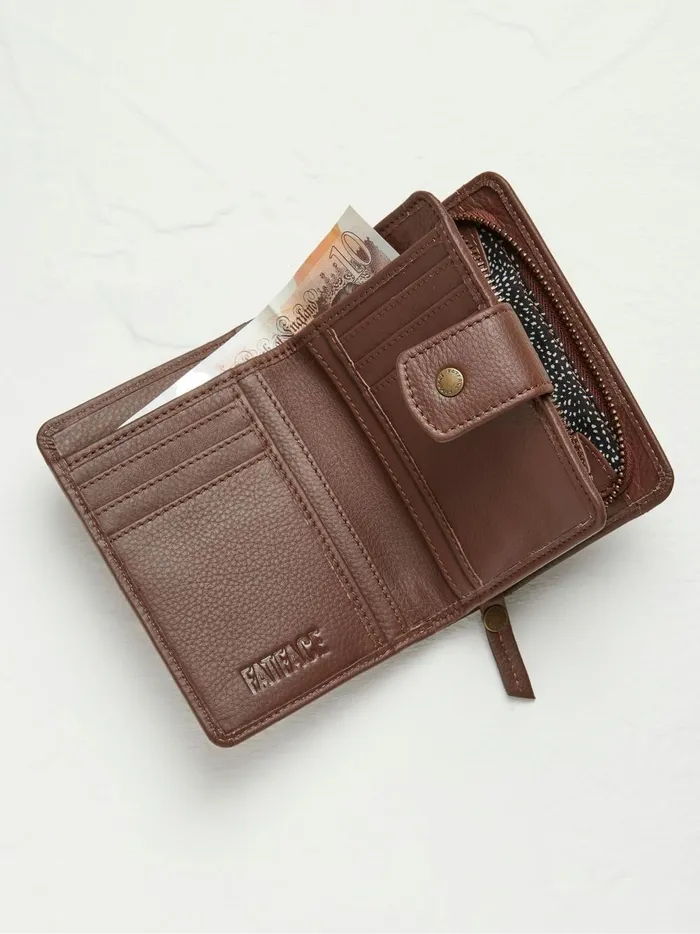 Women Bags and Purses Fat Face Etta Brown Leather Zip Purse